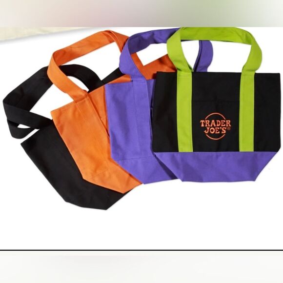 Trader Joe's LOT Of 4 Limited Trader Joe's Mini Halloween Canvas Tote Bag! New! - Picture 2 of 7